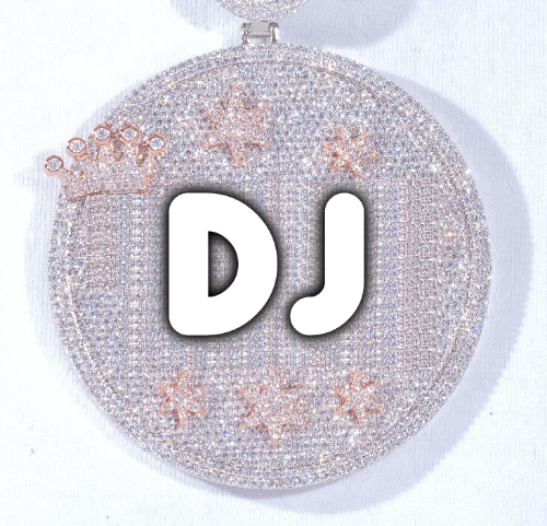 CUSTOM LETTER NECKLACE 3D BIG CROWN DISC