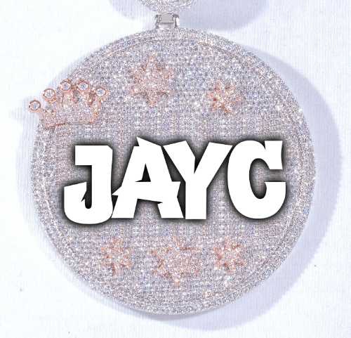 CUSTOM LETTER NECKLACE 3D BIG CROWN DISC