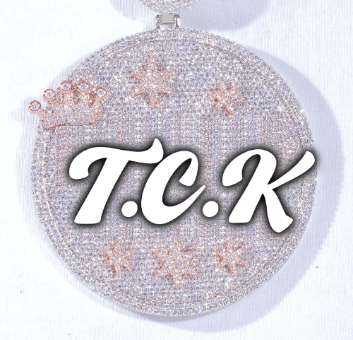 CUSTOM LETTER NECKLACE 3D BIG CROWN DISC