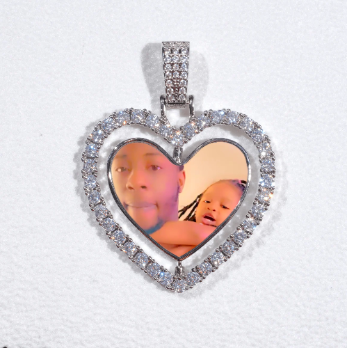 3D Spinning 2-Faced Heart Custom Picture Pendant
