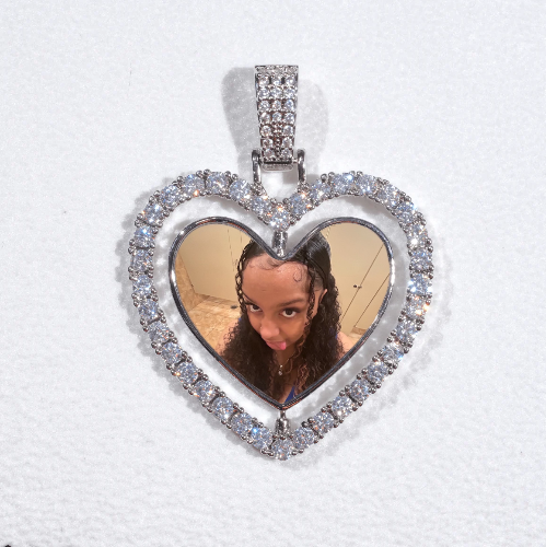 3D Spinning 2-Faced Heart Custom Picture Pendant