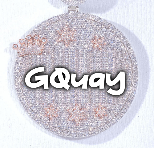 CUSTOM LETTER NECKLACE 3D BIG CROWN DISC
