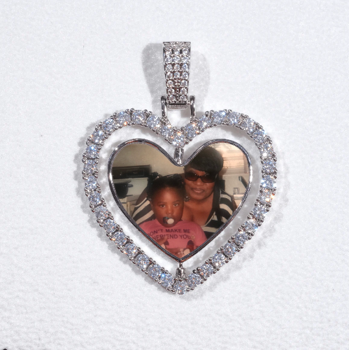 3D Spinning 2-Faced Heart Custom Picture Pendant