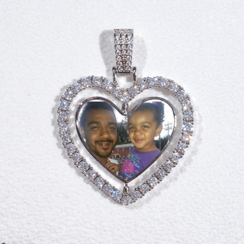 3D Spinning 2-Faced Heart Custom Picture Pendant