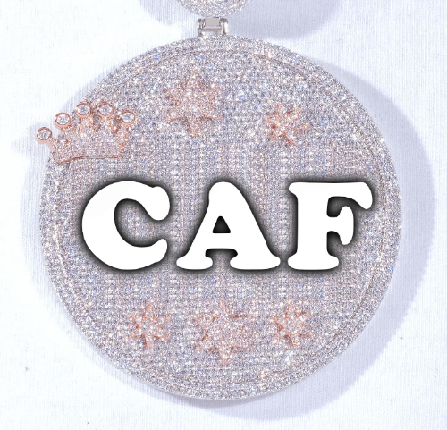 CUSTOM LETTER NECKLACE 3D BIG CROWN DISC