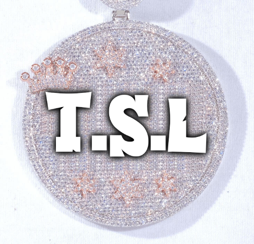CUSTOM LETTER NECKLACE 3D BIG CROWN DISC