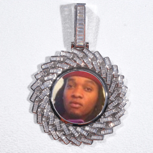 Large 3D Baguette Custom Picture Pendant