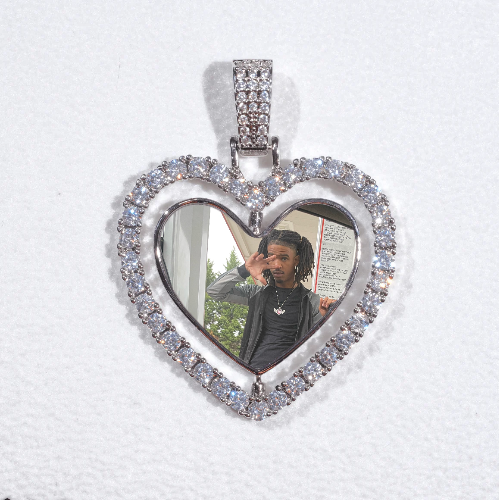 3D Spinning 2-Faced Heart Custom Picture Pendant