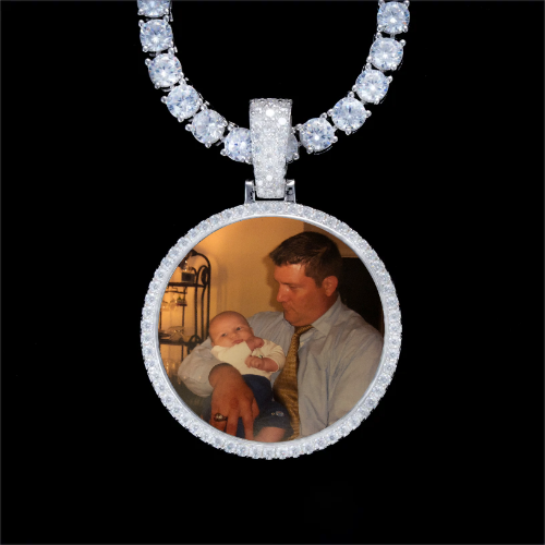 925S & VVS Moissanite 3D Circle Custom Picture Pendant
