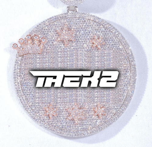 CUSTOM LETTER NECKLACE 3D BIG CROWN DISC