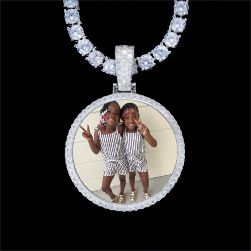 925S & VVS Moissanite 3D Circle Custom Picture Pendant