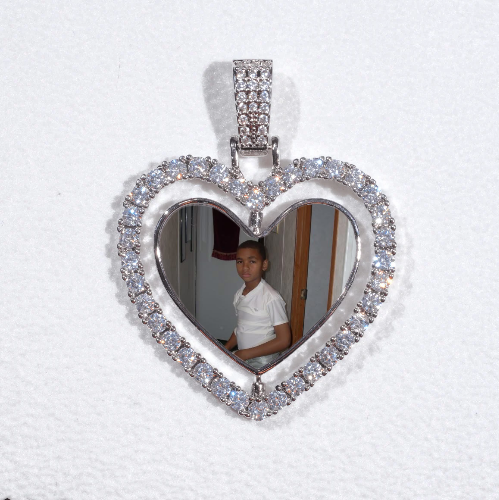 3D Spinning 2-Faced Heart Custom Picture Pendant