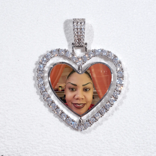 3D Spinning 2-Faced Heart Custom Picture Pendant