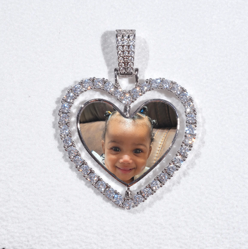 3D Spinning 2-Faced Heart Custom Picture Pendant