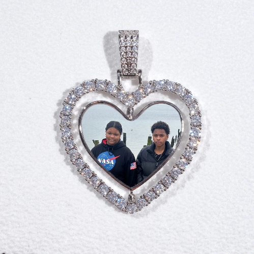 3D Spinning 2-Faced Heart Custom Picture Pendant