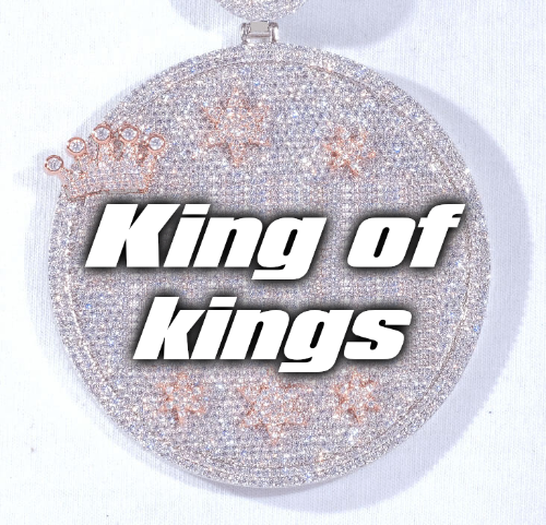 CUSTOM LETTER NECKLACE 3D BIG CROWN DISC