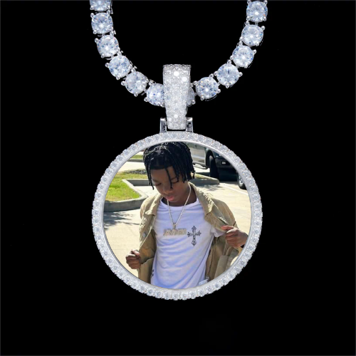 925S & VVS Moissanite 3D Circle Custom Picture Pendant