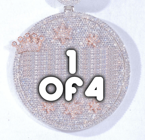 CUSTOM LETTER NECKLACE 3D BIG CROWN DISC