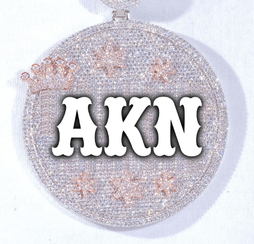 CUSTOM LETTER NECKLACE 3D BIG CROWN DISC
