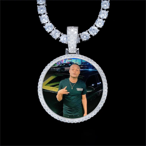 925S & VVS Moissanite 3D Circle Custom Picture Pendant