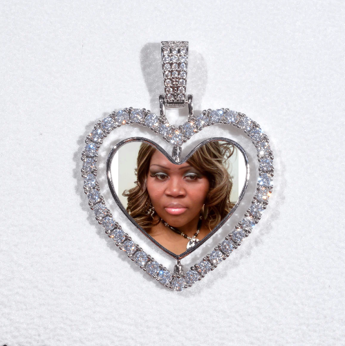3D Spinning 2-Faced Heart Custom Picture Pendant