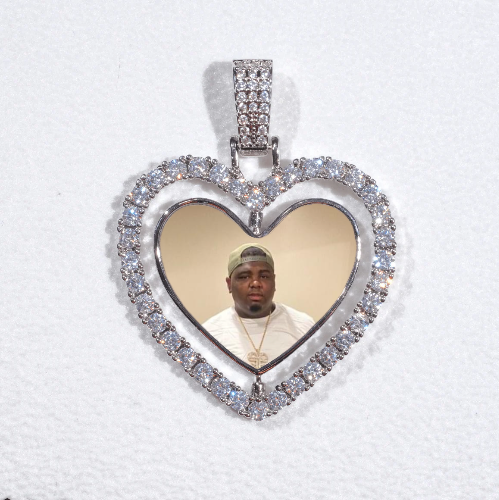 3D Spinning 2-Faced Heart Custom Picture Pendant