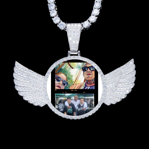 925S & VVS Moissanite 3D Wing Custom Picture Pendant