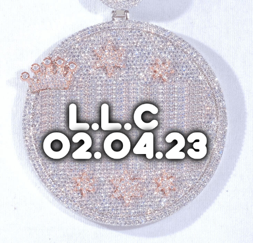 CUSTOM LETTER NECKLACE 3D BIG CROWN DISC