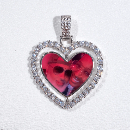 3D Spinning 2-Faced Heart Custom Picture Pendant