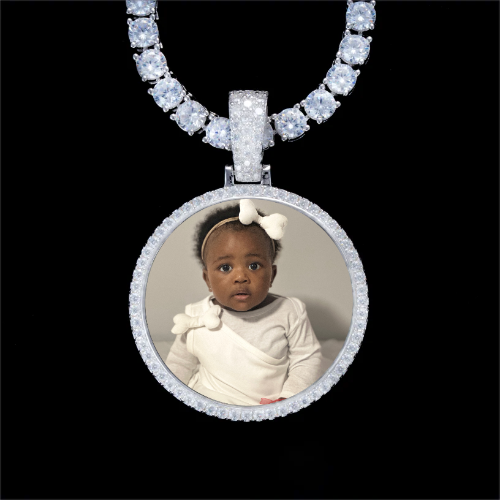 925S & VVS Moissanite 3D Circle Custom Picture Pendant