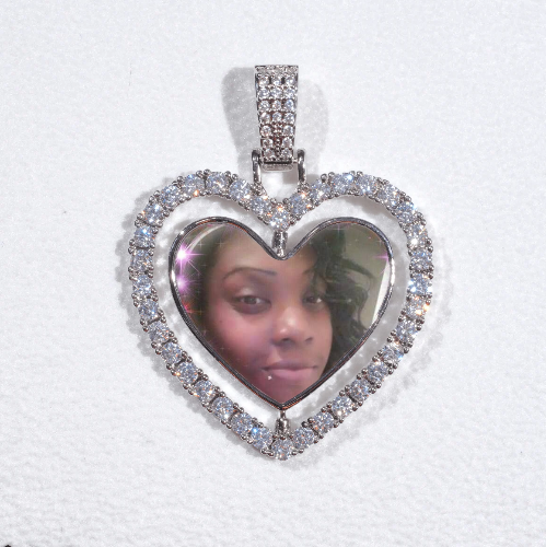 3D Spinning 2-Faced Heart Custom Picture Pendant