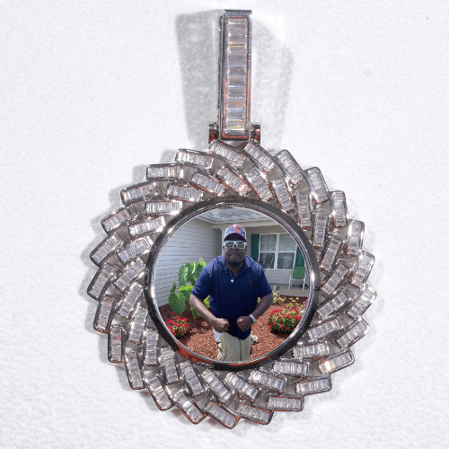 Large 3D Baguette Custom Picture Pendant