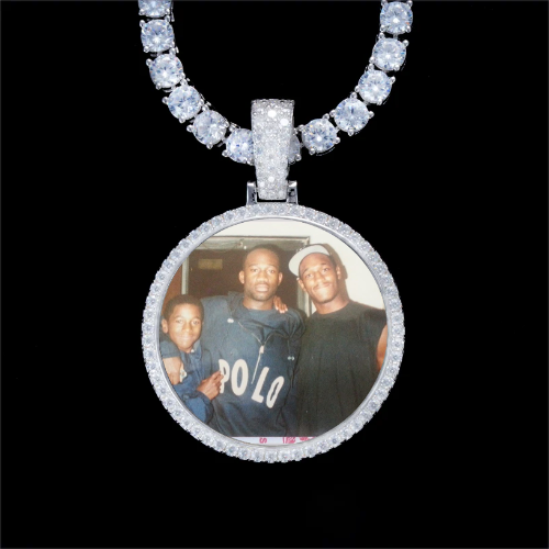 925S & VVS Moissanite 3D Circle Custom Picture Pendant