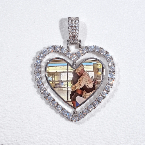 3D Spinning 2-Faced Heart Custom Picture Pendant