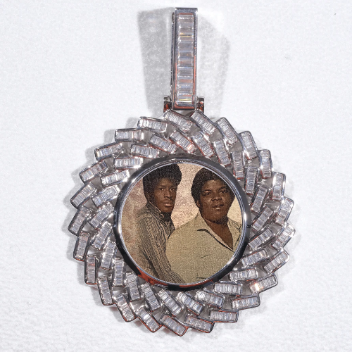 Large 3D Baguette Custom Picture Pendant