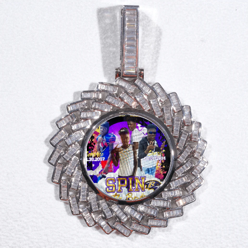 Large 3D Baguette Custom Picture Pendant