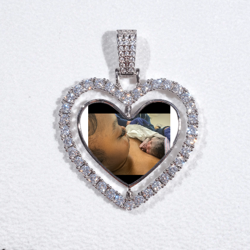 3D Spinning 2-Faced Heart Custom Picture Pendant