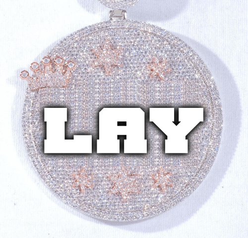 CUSTOM LETTER NECKLACE 3D BIG CROWN DISC