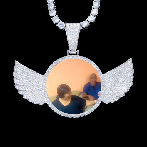 925S & VVS Moissanite 3D Wing Custom Picture Pendant