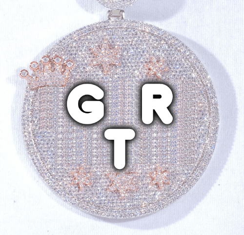 CUSTOM LETTER NECKLACE 3D BIG CROWN DISC