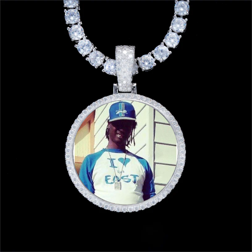 925S & VVS Moissanite 3D Circle Custom Picture Pendant