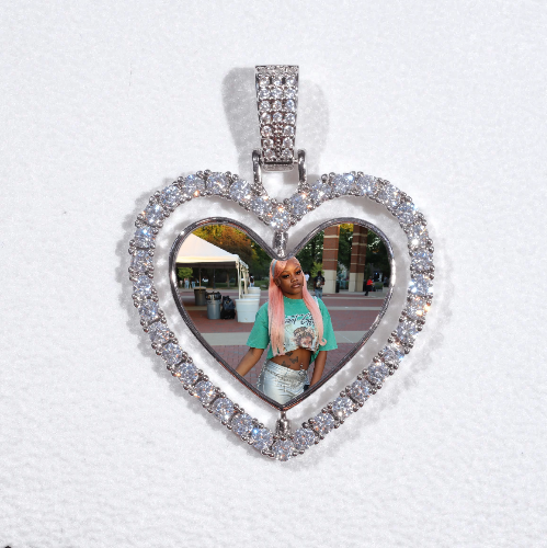 3D Spinning 2-Faced Heart Custom Picture Pendant