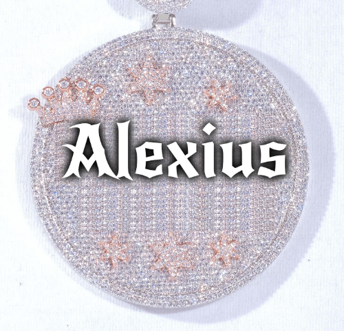 CUSTOM LETTER NECKLACE 3D BIG CROWN DISC