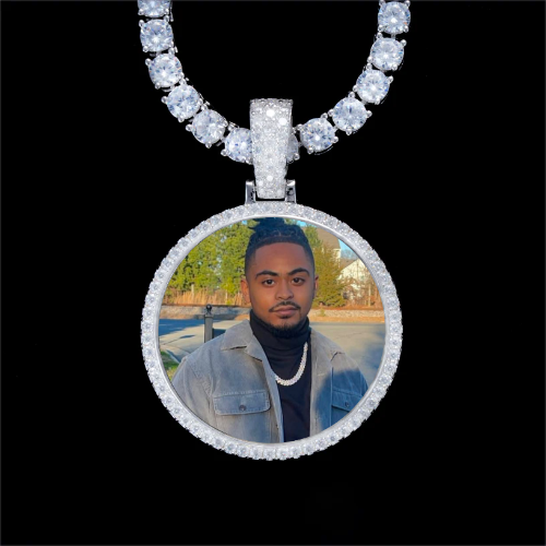 925S & VVS Moissanite 3D Circle Custom Picture Pendant