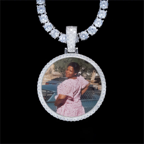 925S & VVS Moissanite 3D Circle Custom Picture Pendant