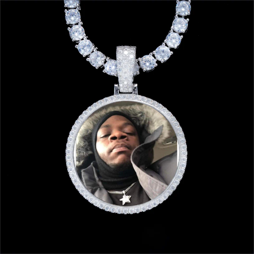 925S & VVS Moissanite 3D Circle Custom Picture Pendant