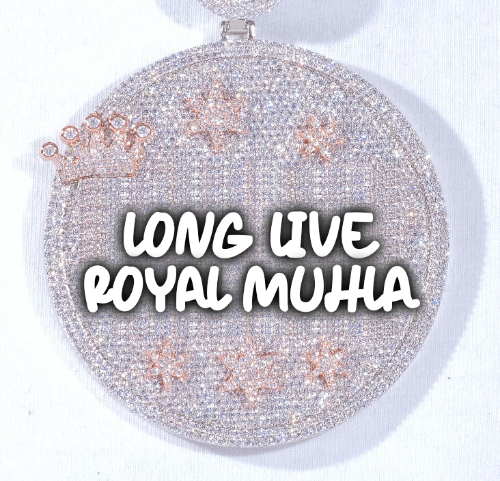 CUSTOM LETTER NECKLACE 3D BIG CROWN DISC