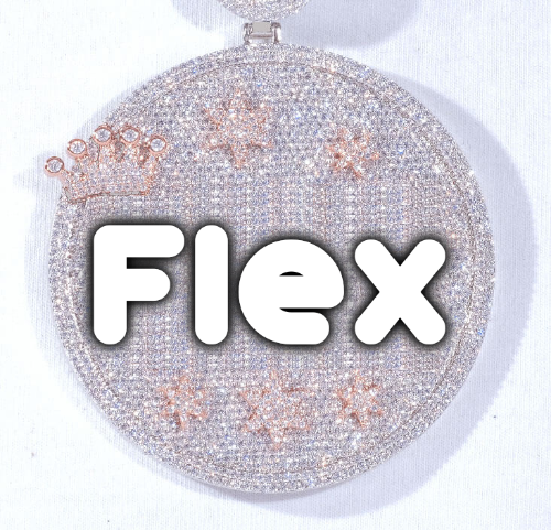 CUSTOM LETTER NECKLACE 3D BIG CROWN DISC