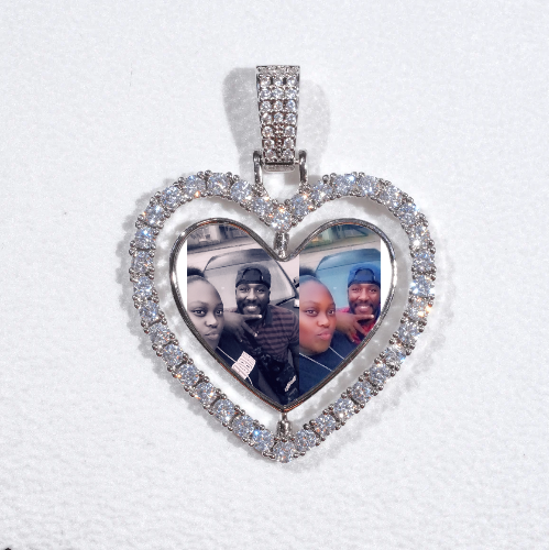 3D Spinning 2-Faced Heart Custom Picture Pendant