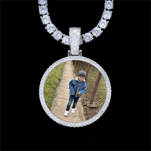 925S & VVS Moissanite 3D Circle Custom Picture Pendant
